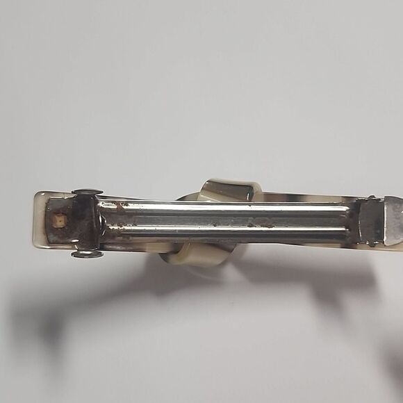 1990s Striped Resin Hair Barrette, Brown and Beige Vintage - Picture 4 of 4